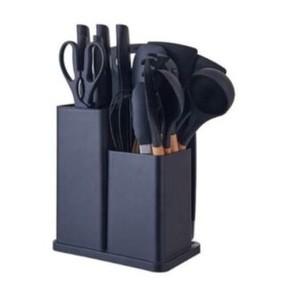 19-Pieces Silicone Kitchen Cooking Utensils, Whisker Sets with Wooden Handle