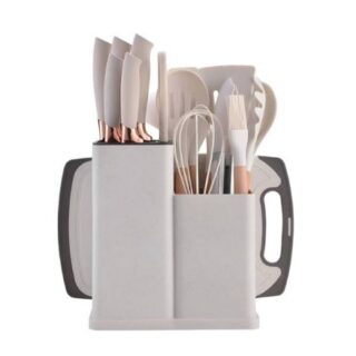 19-Piece Silicone Kitchen Cooking Utensils, Whisker Set with Wooden Handle