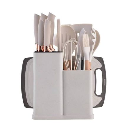 China Mall Online Shop Johannesburg 19pcs Whisker Set 7 19-Piece Silicone Kitchen Cooking Utensils, Whisker Set with Wooden Handle