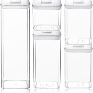 7 Pieces White Airtight Easy Lock Kitchen Food Storage Containers Set
