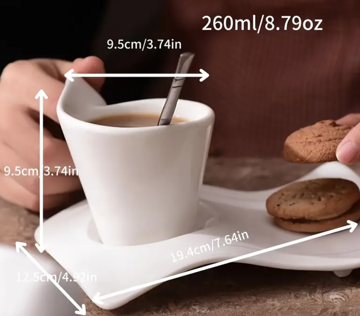 lavish wavy cup and saucer warm winter china mall lesotho south africa free delivery 260ML Lavish White Wavy Cup and Saucer - Image 2