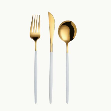 China Mall Johannesburg Gold White Cutlery 3 Pieces ForkKnifeSpoon Set 70 China Mall Johannesburg Gold White Cutlery 3 Pieces Fork,Knife,Spoon Set 70