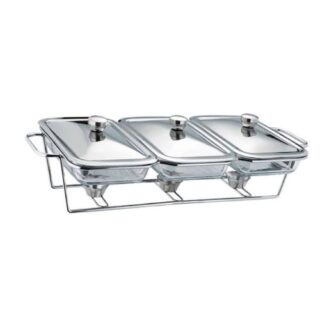 Set of 3 Glass Chafing Dish with Food Warmer Frame