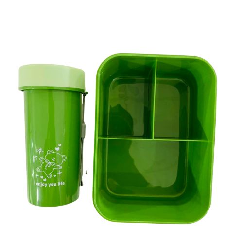 Hey Life Lunchbox and Bottle Set with Spoon China Mall Johannesburg APP South Africa 6 Green 100ml 3-Compartment Lunch Box Spoon & 350ml Bottle Set - Image 2