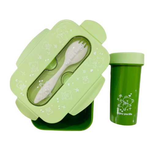 Hey Life Lunchbox and Bottle Set with Spoon China Mall Johannesburg APP South Africa 7 Green 100ml 3-Compartment Lunch Box Spoon & 350ml Bottle Set