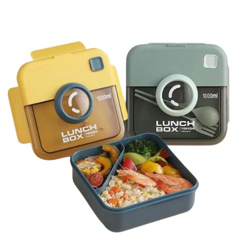 Square Camera Lunchbox Bottle Spoon and Fork Set China Mall Johannesburg APP South Africa 1 Green 1000ml Two-Compartment Portable Lunch Box Spoon and Fork Set - Image 4