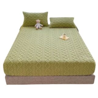 3 Pieces Soft Fitted Mattress Cover Sheet + Pillow Cases Sets