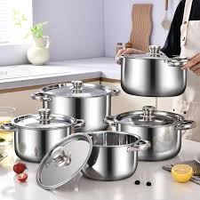 10 Pieces Dolphin Pots Set Cookware Stainless Steel