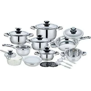 21-Piece Stainless Steel Cookware Pots Set with Thermometer Lids