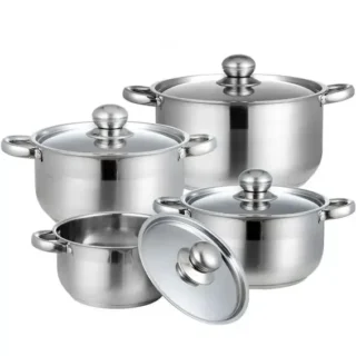 Dolphin 8 Pieces Pots Set Cookware Stainless Steel