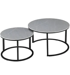 Matt Grey Marble Nesting Coffee Table with Frame Matt Grey Marble Nesting Coffee Table with BLACK Frame