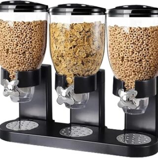 6L Black Triple Cereal Dispenser