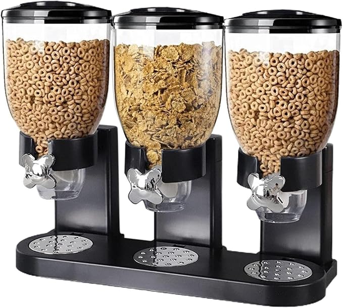 riple Cereal Dispenser Classic Dry Food Canister Dry Food Dispenser Control Storage Container Great for Cornflakes Candy Nuts Beans Granola Kitchen Storage Dispenser 6L White Triple Cereal Dispenser - Image 3