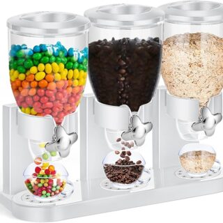 6L White Triple Cereal Dispenser