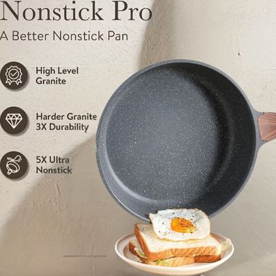 china mall online shopping app German 7 Pcs White Wood Granite Non Stick Kitchen Cookware Pots Set with Glass Lid 21 10 Pieces Grey Combo Set Nonstick Marble Die Casting Cookware Pots Set - Image 2