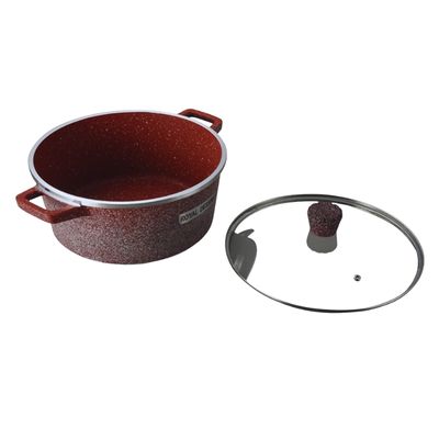 china mall online shopping app German 7 Pcs White Wood Granite Non Stick Kitchen Cookware Pots Set with Glass Lid 26 Maroon 10 Piece Premium Royal Dessini Granite Nonstick Pots Cookware Set with Glass Lid - Image 3
