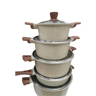 10 Piece White Combo Set Nonstick Marble Die Casting Cookware Pots Set