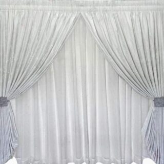 Taped Curtains with Plain White Lace - 2.7x2.4m