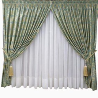 Taped Curtain with Plain White Lace - 2.7x2.4m