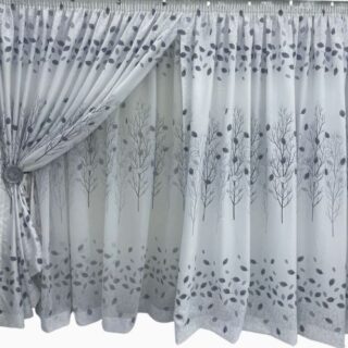 Taped Curtain with Matching Lace - 4x2.4m