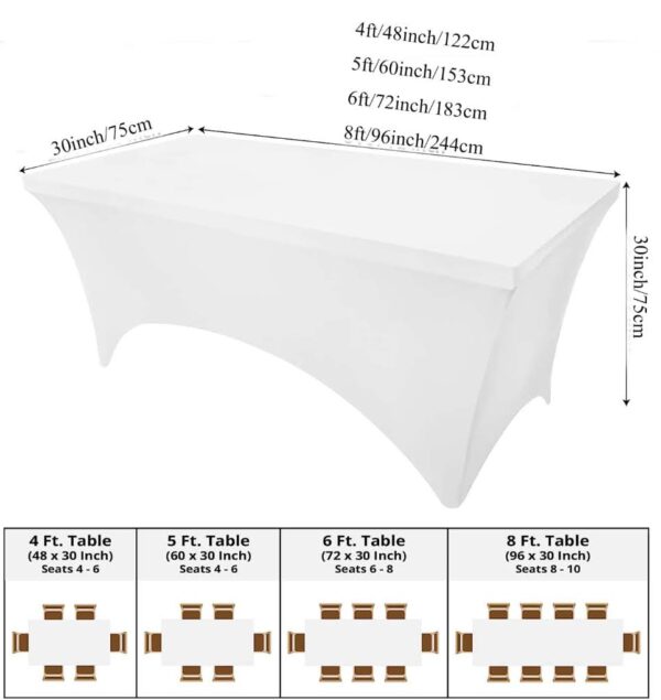1pc White Spandex Table Cover - Image 4