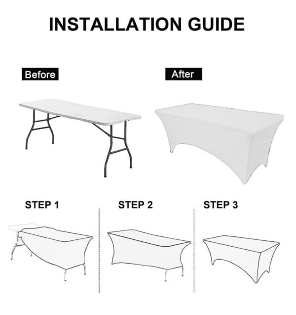 1pc White Spandex Table Cover - Image 2