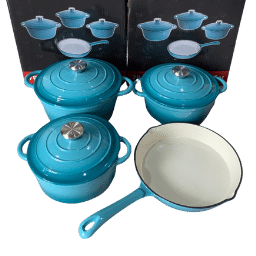 7 pcs Cast Iron Pots Cookware SKY Blue Set - Nonstick