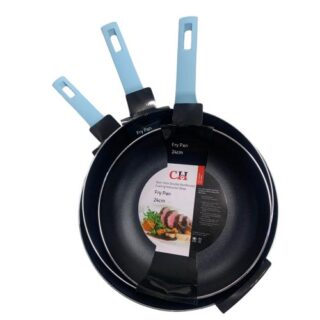 24-30Cm Round Non-Stick Black Blue Fry Pan,Kitchen Cooking Utensils