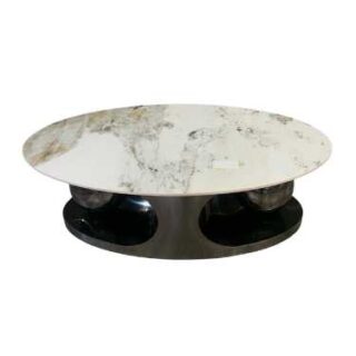 Twin Balls Black and Gold Marble Top Coffee Table