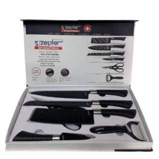 6 Pieces Zepter Black & Silver Kitchen Knives Set