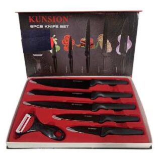 6 Pieces Black Kitchen Knives Set