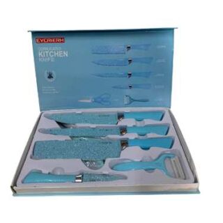6 Pieces Blue Kitchen Knives Set