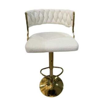 Tough Brushed Wool Large White Modern Bar Stool or Kitchen Breakfast Nook Chair