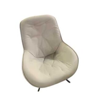 Cream White Leather Modern Large Dinning Chair