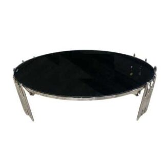 Eliana Silver Coffee Table with Black Tempered Glass Top