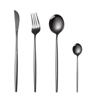 8-24Pieces ALL Black Luxurious Cutlery - Tablespoon, Teaspoon, Fork & Knife 