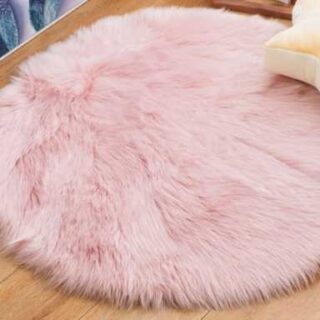 50cm Pink Round Fluffy Fur  Bedroom Carpet - High Quality Luxurious Mat