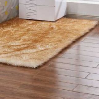 180by200cm Brown & White Fluffy Fur Seat Cover Mat- High Quality Rug Carpet