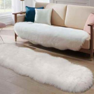 180by60cm White Fluffy Fur Seat Cover Mat- High Quality Rug Carpet