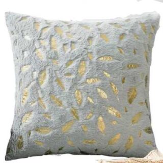 45by45cm Grey Leafy Fur Cushion Cover - No filler