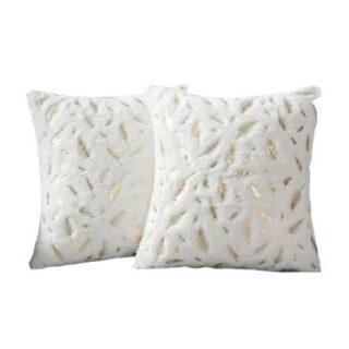 45by45cm White Leafy Fur Cushion Cover - No filler