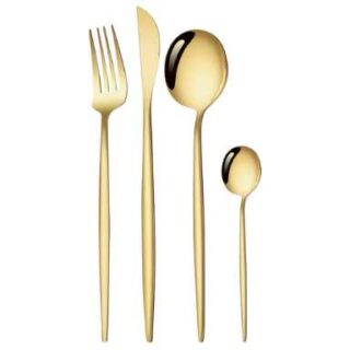 8-24Pieces All Gold Luxurious Cutlery - Tablespoon, Teaspoon, Fork & Knife
