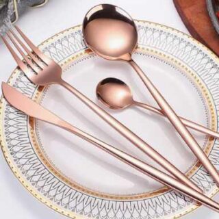 8-24Pieces ALL Rose Pink Luxurious Cutlery - Tablespoon, Teaspoon, Fork & Knife