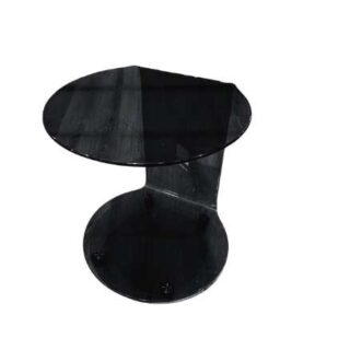 Shiny Tempered Glass Black C Shaped Side Table