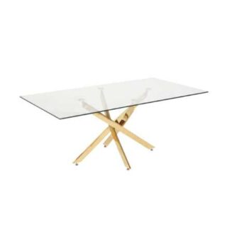 Modern Walk in/Server Glass Table with Gold Frame