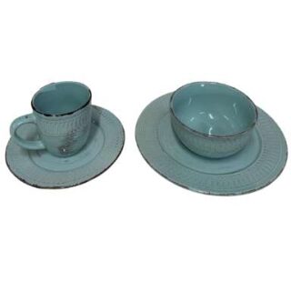 16Pieces Baby Blue Plate Set