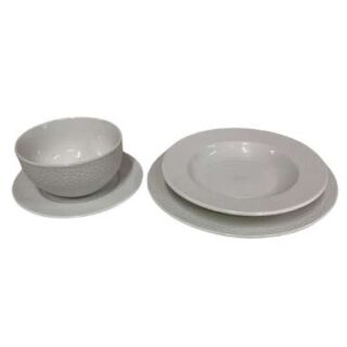 16Pieces White Plate and Bowl Set