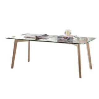Modern Coffee Table with Glass Top and Wood Frame