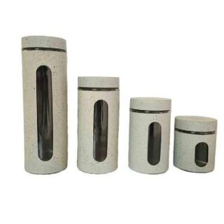 4Pieces White Storage Canister Set With Glass View
