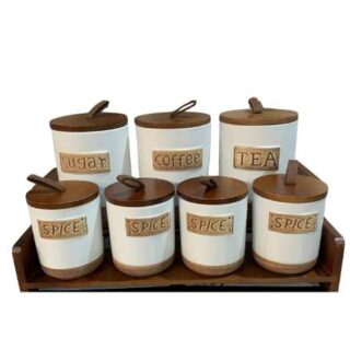 China Mall Online Shop - 765 Modern White Set of 7 Spice coffee sugar tea Canisters